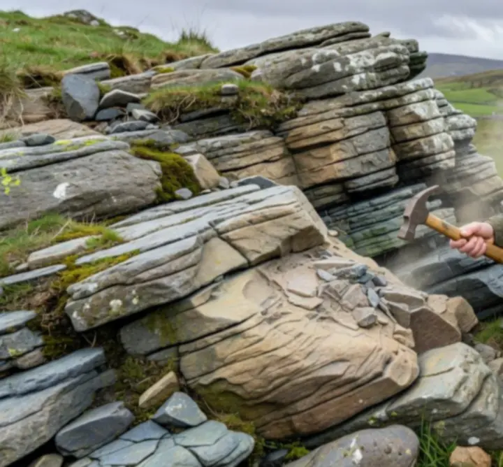 Geoscience consultant recording observations during geological fieldwork