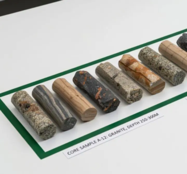 Rock core sample prepared for geotechnical analysis