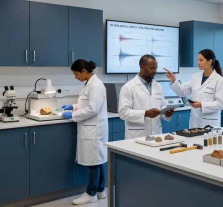 Technical geoscience team working in a laboratory