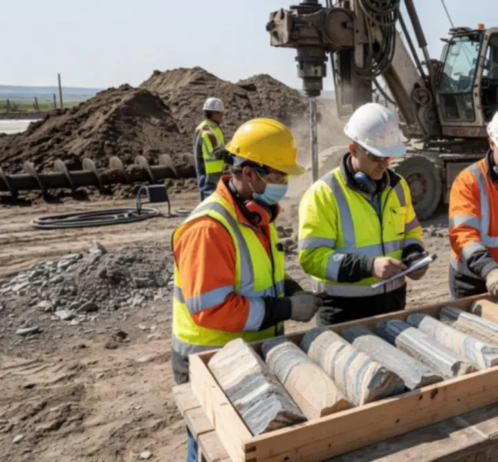 PIRAN GEOSCIENCE LTD team supervising drilling and logging data on site